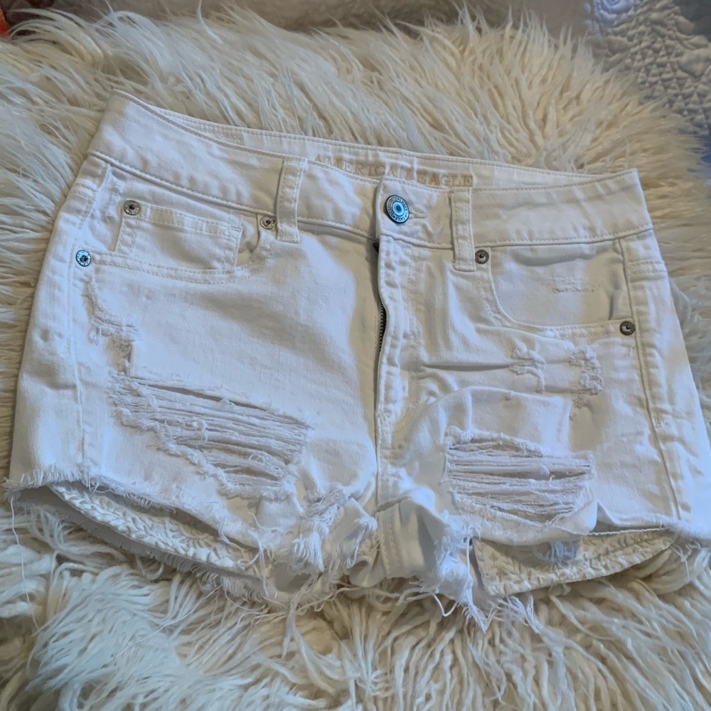 american eagle hi rise shortie stretch shorts